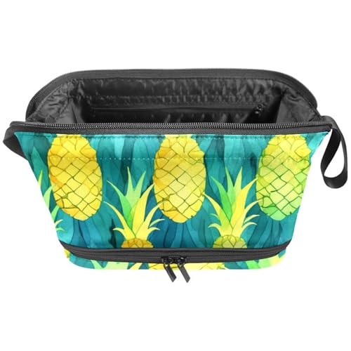 Make up Taschen für Damen,Kulturbeutel für Herren,Florale goldfrucht Ananas,Reise Kosmetiktasche von VTGHDEEQ