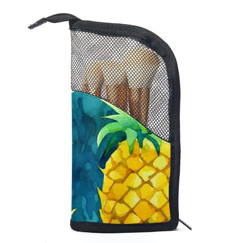 Make up Taschen für Damen,Kulturbeutel für Herren,Florale goldfrucht Ananas,Reise Kosmetiktasche von VTGHDEEQ