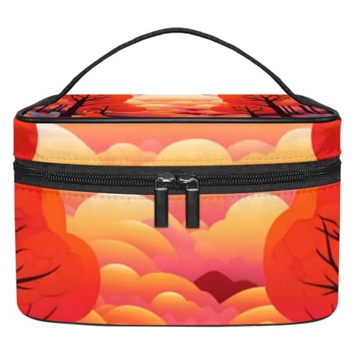 Make up Taschen für Damen,Kulturbeutel für Herren,Herbst Hintergrund,Reise Kosmetiktasche von VTGHDEEQ