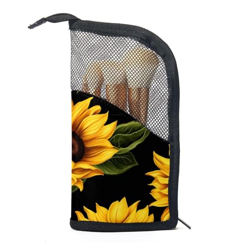 Make up Taschen für Damen,Kulturbeutel für Herren,Sonnenblume im Kunststil,Reise Kosmetiktasche von VTGHDEEQ