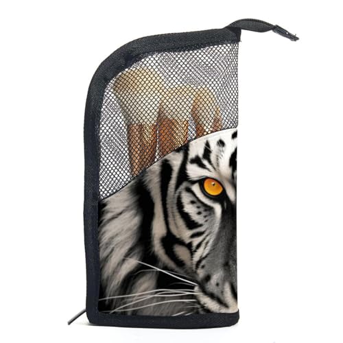 Make up Taschen für Damen,Kulturbeutel für Herren,Tiergesicht Tiger,Reise Kosmetiktasche von VTGHDEEQ