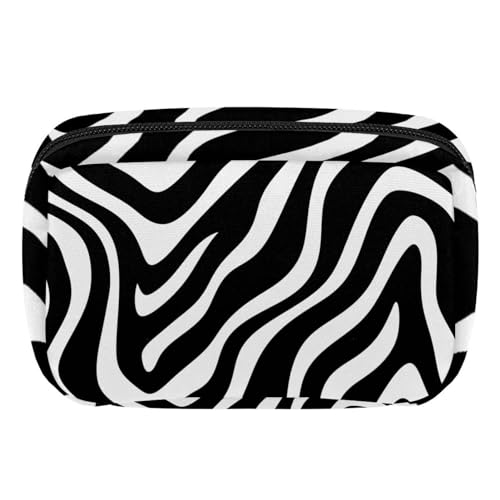 Make up Taschen für Damen,Kulturbeutel für Herren,Tierstreifen Zebra Druck,Reise Kosmetiktasche von VTGHDEEQ