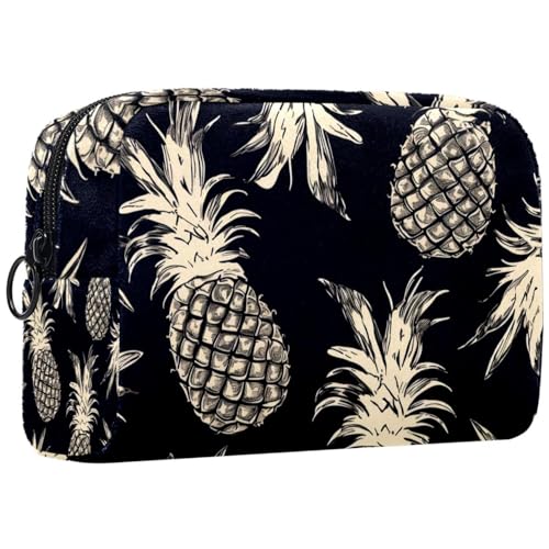 Make up Taschen für Damen,Kulturbeutel für Herren,schwarz weiße Graffiti Ananas,Reise Kosmetiktasche von VTGHDEEQ