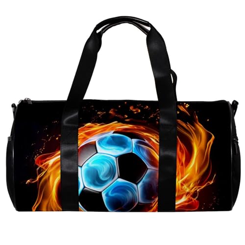 Reisetasche,Herren Sporttasche,Damen Sporttasche,Flammender Fußball,Sporttasche von VTGHDEEQ