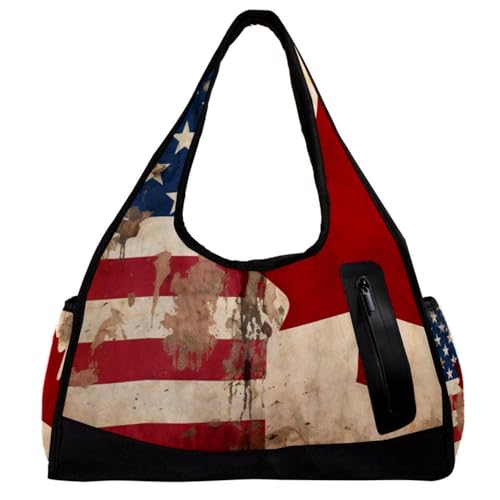 Sporttaschen für Damen,Reisetasche für Reisen,Amerika Kanada Flagge Retro,Sporttasche für Herren von VTGHDEEQ