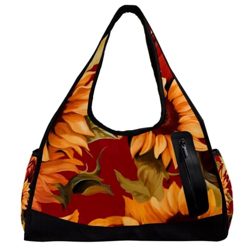 Sporttaschen für Damen,Reisetasche für Reisen,Herbst Sonnenblume Blume,Sporttasche für Herren von VTGHDEEQ