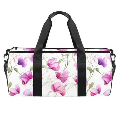 Sporttaschen für Herren,Reisetaschen für Damen,Blumen lila Blumen Vintage,Trainingstasche von VTGHDEEQ