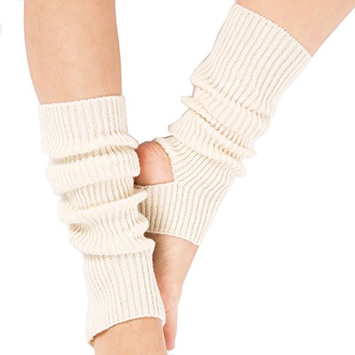 Tukistore Damen Warme Gestrickte Socken Beinlinge Stiefel Häkeln Lange Leg Warmers,Yoga Socken Beinwärmer Knit Gamaschen Gestrickte Socken, Weiß, Einheitsgröße von VUCDXOP