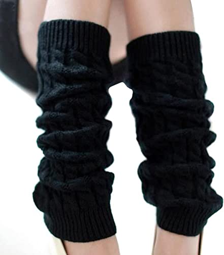 VUCDXOP Damen Langer Beinwärmer Frauen Mädchen Winter Crochet Stricken Stulpen Beinstulpen Beinwärmer Kniestrümpfe Legwarmers Strümpfe Overknees, in Einheitsgröße, Schwarz von VUCDXOP