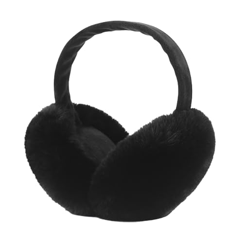 VUCDXOP Damen Winter Ohrenwärmer, Winter Ohrenschützer Abnehmbar Waschbar Plüsch Ohrenschützer warme Kabelstrick-Pelz-Ohrschützer, Outdoor Ohrenmuscheln, Wärme Faltbare Ohrwärmer Earmuffs, Schwarz von VUCDXOP