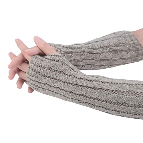 VUCDXOP Winter Gestrickte Handschuhe für Damen, Fingerlose Armstulpen Feinstrick lang Handwärmer Stulpen, Warm Strick Handschuhe Pluswärmer Handstulpen Armwärmer Stulpen für Damen von VUCDXOP