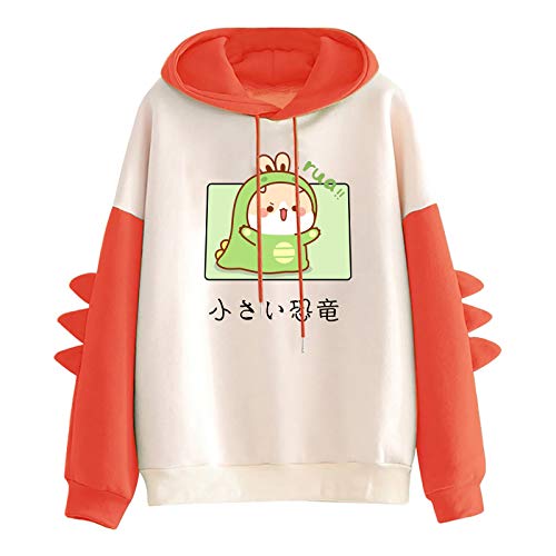 VVIA Damen Teenager Mädchen Kawaii Dino Hoodie Pullover mit Kapuze Dinosaurier Kapuzenpullover Sweatshirt Langarmshirt Oberteile Top ohne Taschen von VVIA