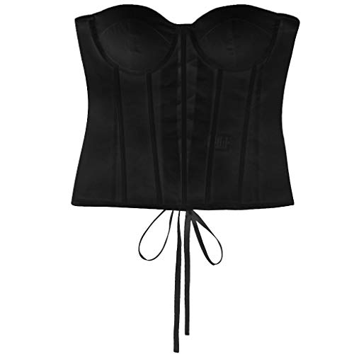 VVXXMO Damen Mesh Patchwork Bustier Korsett trägerlos Schnürung Rücken Überbrust Taille Cincher Body Shaper Top von VVXXMO