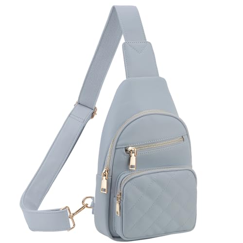 VX VONXURY Brusttasche Damen, Vegan Leder Bauchtasche Umhängetasche Klein, Sling Bag mit Breiten Gurten für Outdoorsport Reisen Arbeiten Einkaufen von VX VONXURY