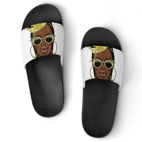 Damen Schlappen Afrikanische Frau Badeschuhe rutschfest Badeschlappen Hausschuhe Slides Sandalen Slippers von VYJLOO