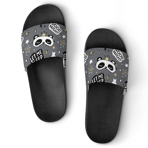 Damen Schlappen Cartoon Panda Badeschuhe rutschfest Badeschlappen Hausschuhe Slides Sandalen Slippers von VYJLOO