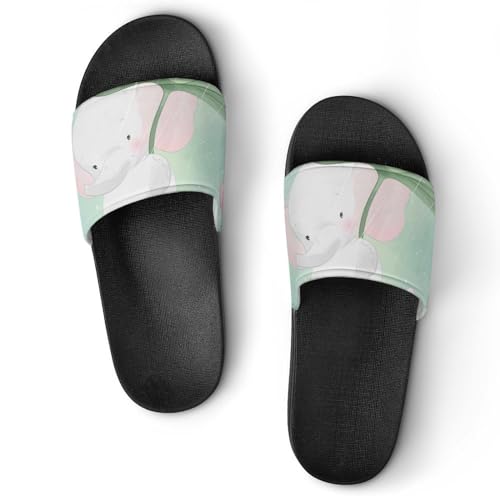 Damen Schlappen Elefant Kaninchen Badeschuhe rutschfest Badeschlappen Hausschuhe Slides Sandalen Slippers von VYJLOO