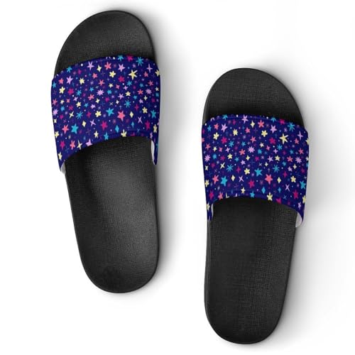 Damen Schlappen Farbe Sterne Mond Badeschuhe rutschfest Badeschlappen Hausschuhe Slides Sandalen Slippers von VYJLOO