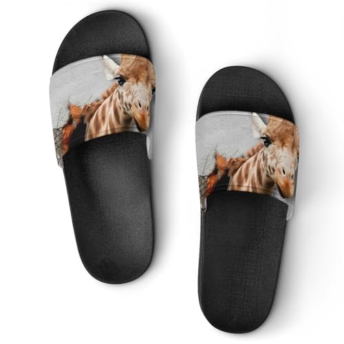 Damen Schlappen Giraffe Badeschuhe rutschfest Badeschlappen Hausschuhe Slides Sandalen Slippers von VYJLOO