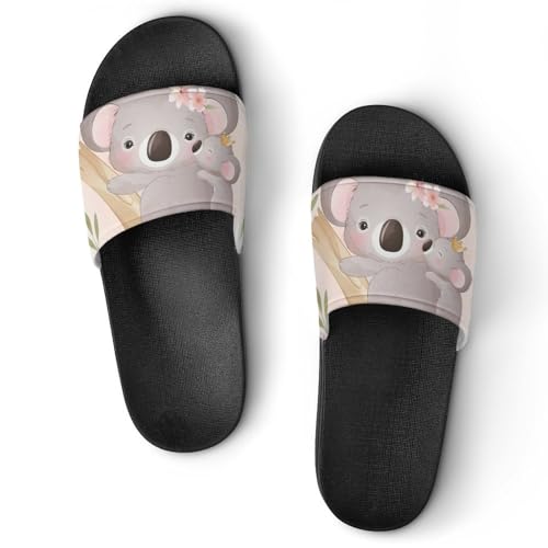 Damen Schlappen Koala Badeschuhe rutschfest Badeschlappen Hausschuhe Slides Sandalen Slippers von VYJLOO