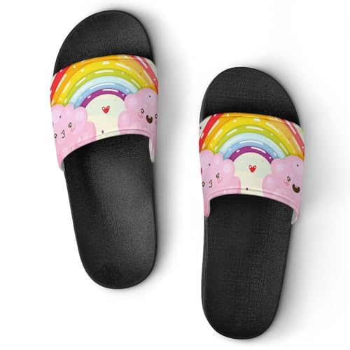 Damen Schlappen Regenbogenwolken Badeschuhe rutschfest Badeschlappen Hausschuhe Slides Sandalen Slippers von VYJLOO