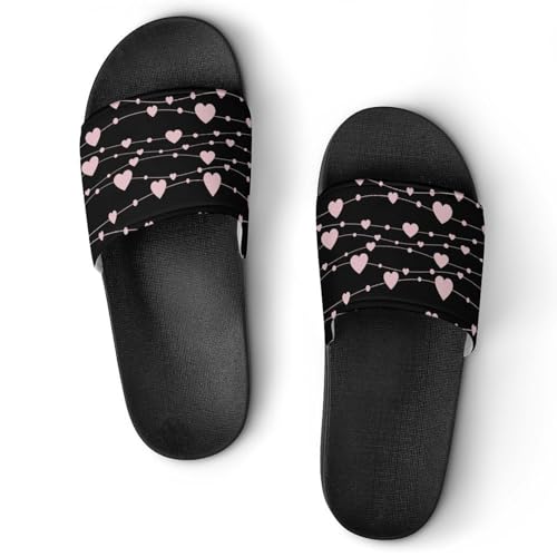 Damen Schlappen Rosa Liebe Badeschuhe rutschfest Badeschlappen Hausschuhe Slides Sandalen Slippers von VYJLOO