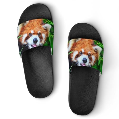 Damen Schlappen Roter Panda Badeschuhe rutschfest Badeschlappen Hausschuhe Slides Sandalen Slippers von VYJLOO