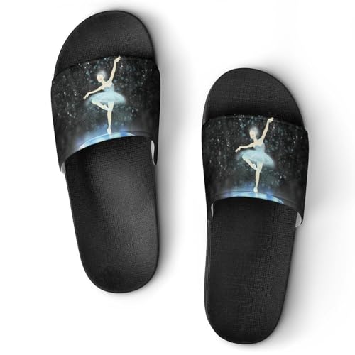 Damen Schlappen Starry Dancing Girl Badeschuhe rutschfest Badeschlappen Hausschuhe Slides Sandalen Slippers von VYJLOO