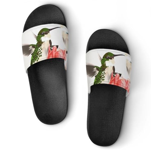 Damen Schlappen Vogel Und Blume Badeschuhe rutschfest Badeschlappen Hausschuhe Slides Sandalen Slippers von VYJLOO