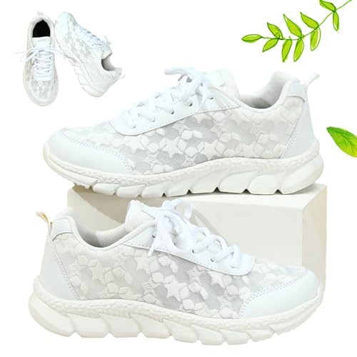 VYOTWBZ Luxuriöse orthopädische Sneaker for Damen, Hohle, atmungsaktive Mesh-Laufschuhe, leichte, weiche weiße orthopädische Laufschuhe for Damen(Size:37 EU) von VYOTWBZ