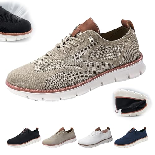 VYOTWBZ Wearbreeze-Schuhe for Herren, Urban – Ultrabequeme Schuhe, Wearbreeze-Urbans-Schuhe, lässige Business-Oxfords for Herren, Bequeme Mesh-Wanderschuhe (Color : Khaki, Size : 44 EU) von VYOTWBZ