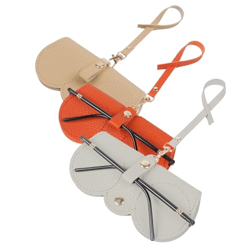 VZU 3er-Pack Sonnenbrillenetui, tragbare Sonnenbrillen-Schutzhülle, weiches Leder, Sonnenbrillentasche mit Lanyard, PU-Sonnenbrillen-Tasche, Sonnenbrillen-Aufbewahrungsregal, Unisex (Orange, Weiß, VZU 3er-Pack Sonnenbrillenetui, tragbare Sonnenbrillen-Schutzhülle, weiches Leder, Sonnenbrillentasche mit Lanyard, PU-Sonnenbrillen-Tasche, Sonnenbrillen-Aufbewahrungsregal, Unisex (Orange, Weiß, von VZU