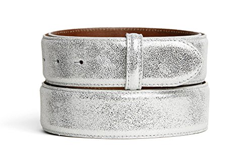 VaModa Ledergürtel Krokoprägung 4cm Wechselgürtel Jeansgürtel Belt 40 mm | Gürtel für Damen Herren 4,0 cm | Modell 'Newbury' | ohne Schließe | Farbe silber, Länge=110cm, Schraubsystem von VaModa