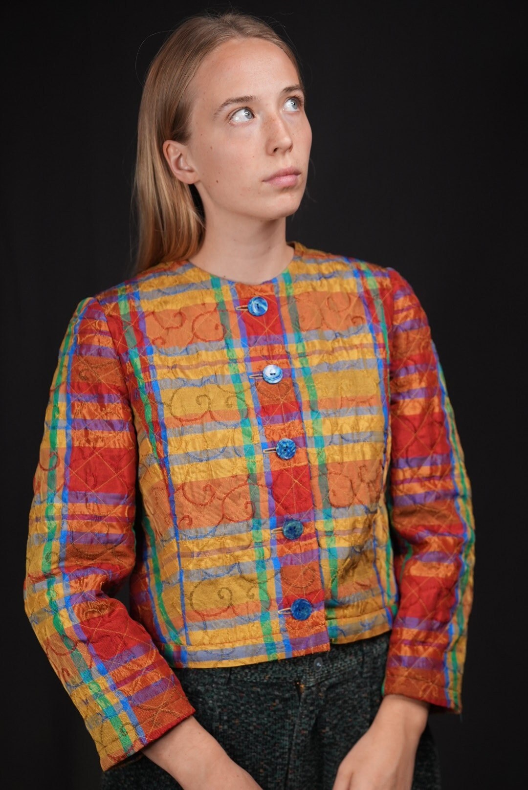 Festliche Vintage Jacke Bunt Abgeschnitten von Vabrix