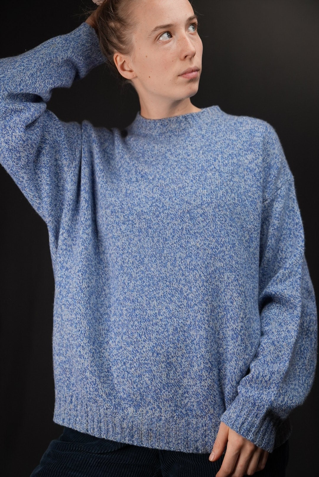 Kaschmir Wollpullover in Hellblau Meliert | Vintage, Made Italy von Vabrix