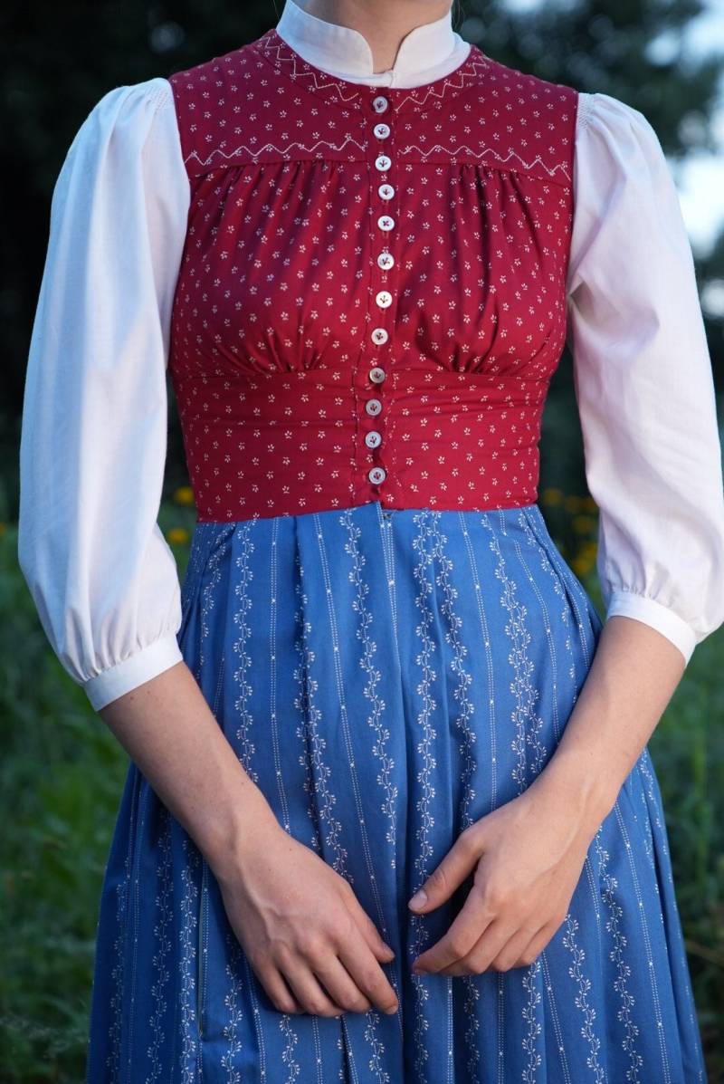 Traditionelles Deutsches Trachten Dirndl Kleid Blau Rot Folklore von Vabrix