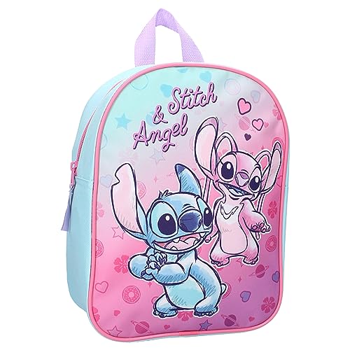 Disney Lilo & Stitch Rucksack Stitch und Engel Hello Cutie – Rucksack für Kinder | Schule | Kindergarten – Farbe Rosa – Größe 29 x 22 x 9 cm, mehrfarbig, Einheitsgröße von Vadobag