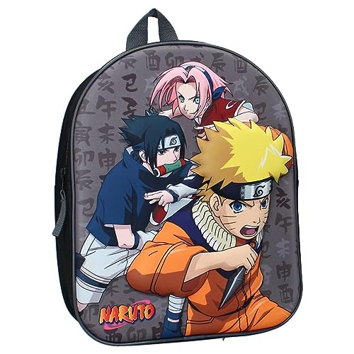 Vadobag Rucksack 3D Naruto SASUKE SAKURA Ninja In Training – Rucksack für Kinder | Schule | Kindergarten – Mehrfarbig – Größe 32 x 26 x 11 cm, mehrfarbig, Einheitsgröße von Vadobag