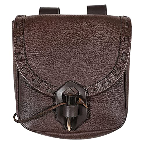 Breite Taschen Gürtel 2022 Außenhandel Einfarbig Nähen Gürteltasche Licht Retro Kuh Horn Schnalle Handgemachte Tasche (Brown, One Size) von VaiKanhai