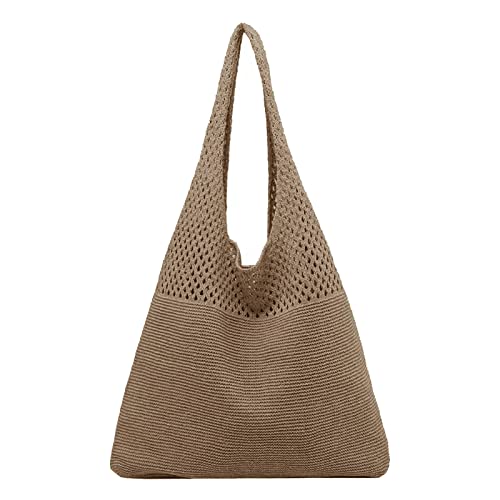 Kosmetik Taschen Klein Damen Frühjahr/Sommer Retro hohl gestrickte Handheld One Shoulder Weste Tasche Geld Taschen Kellnerbörse (Brown, One Size) von VaiKanhai