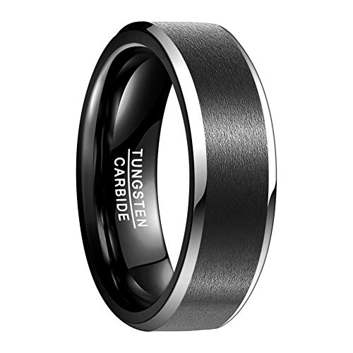 Vakki 8 mm Matt Schwarz Ring Herren Wolfram Ring Schwarz Herren Wolframcarbid Ring Ehering Verlobungsring Größe 52(16.6) von Vakki