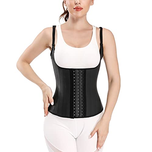 Valin Damen Schwarz Latex Korsage Korsett Shapewear Stahlknochen Unterbrust Korsett Haken Corsage,42-44,C759 von Valin