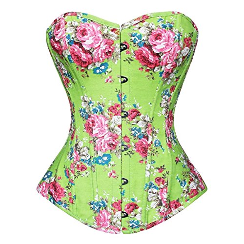 Valin Elegant Rosa Print Bustier Damen Corsage Korsett,Grün,L von Valin