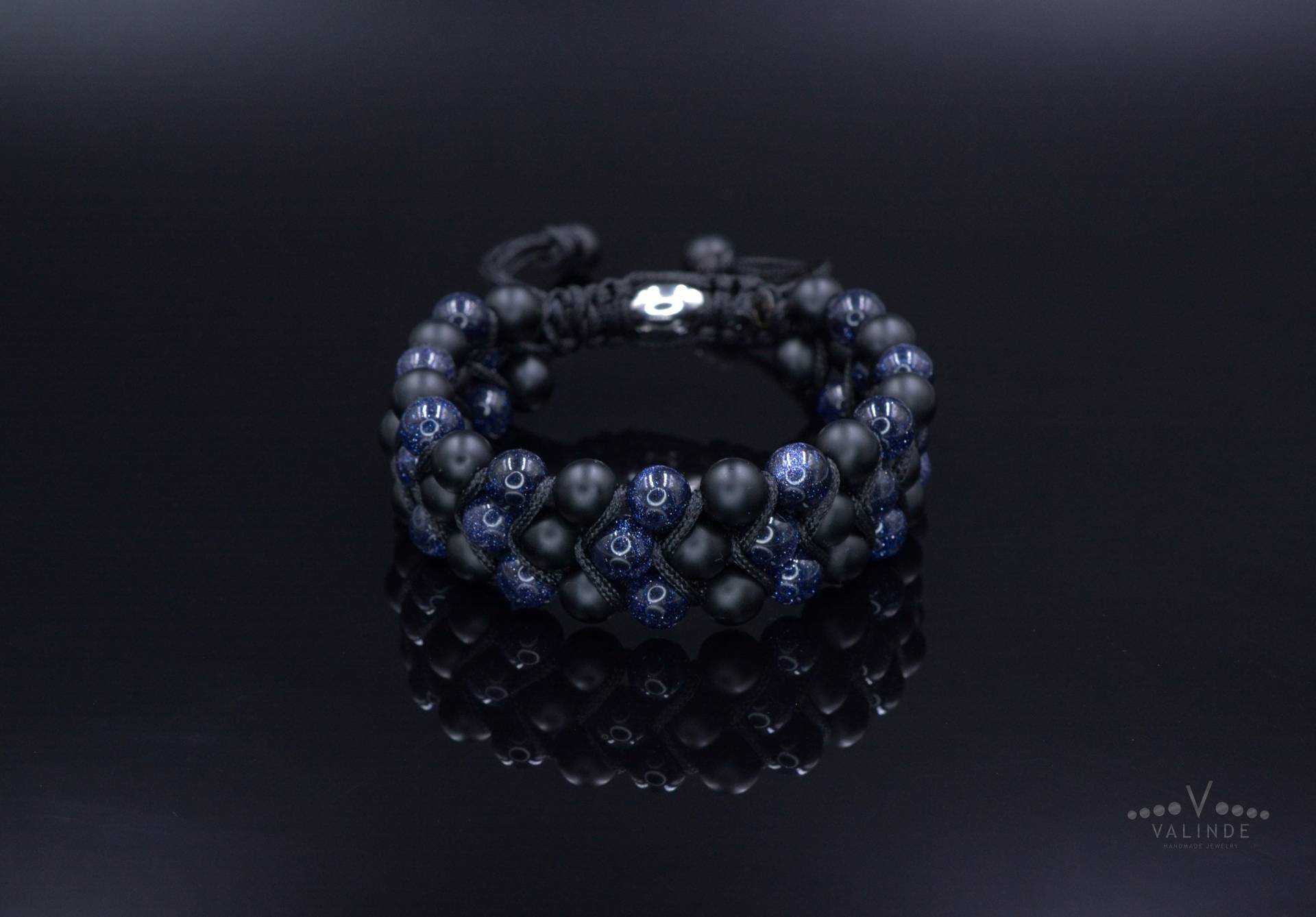 Herren Blauer Sandstein 3 Reihen Armband Makramee Verstellbare Onyx Perlen Dreifach Edelstein Geschenk Für Männer Geburtstagsgeschenk von Valinde
