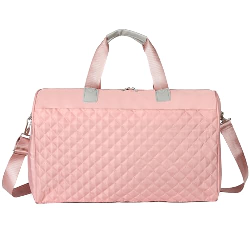 Valleycomfy Sporttasche Reisetasche Damen Groß Reisetasche Damen Nassfach Travel Duffle Bag Yoga Tanzen Duffle Bag für Flugzeug Reise Gym Camping(Rosa) von Valleycomfy