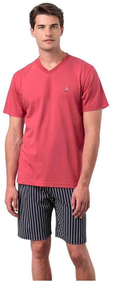 Vamp Schlafanzug UOMO di VAMP (Set, 2 tlg., Set) Herren Schlafanzug Pyjama Shorty Baumwolle V-Ausschnitt von Vamp