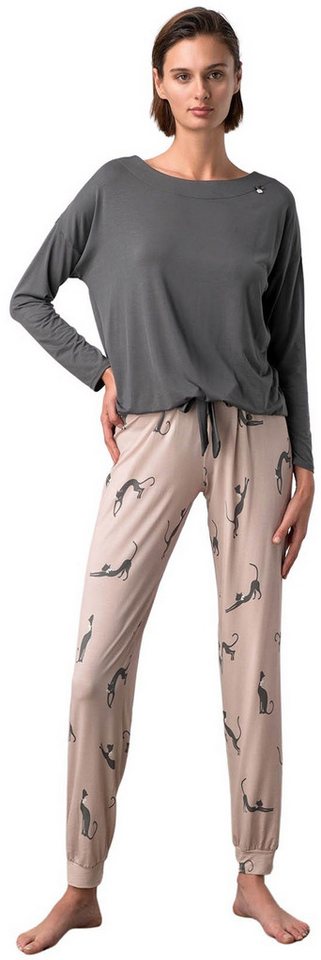 Vamp Schlafanzug (Set, 2 tlg., Set) exquisiter Damen Schlafanzug 2-teilig, Pyjama Langarm, gray magnet von Vamp