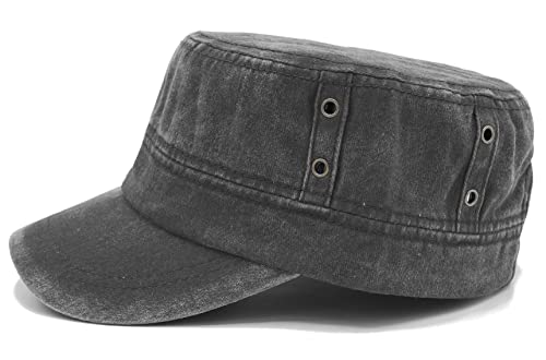 Van Der Rich ® - Cap Vintage Army Military Cap Gewaschener 100% Baumwolle - Dammen-Herren (Schwarz, One Size) von Van Der Rich