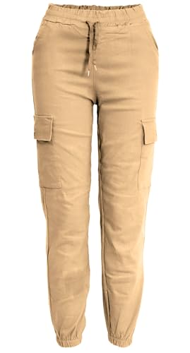 Van Der Rich ® - Cargo-Jogginghose, Sommerhose - Damen (Beige, M-L) von Van Der Rich