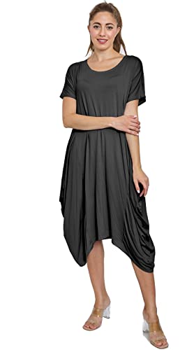 Van Der Rich ® - Kleid mit kurzem Ärmel, Fledermaus-Stil am unteren Rand des Kleides - Damen (Schwarz, One Size) von Van Der Rich